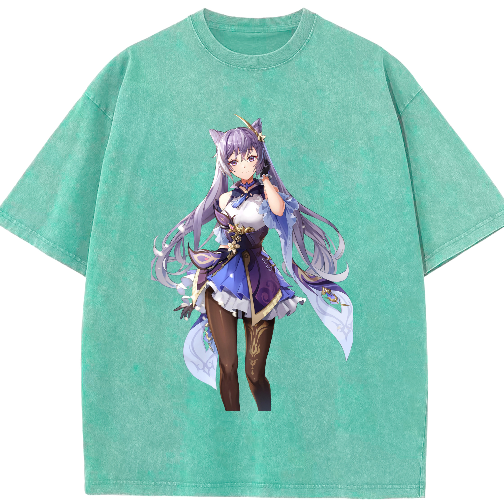 げんし神 刻晴 こくせい genshin Kokusei 綿100% ヴィンテージ風 半袖Tシャツ（フロントプリント）